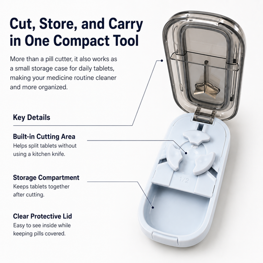 UNTIOR Starlight 3-Section Pill Cutter for Tablets, Portable Pill Splitter for Accurate Cutting