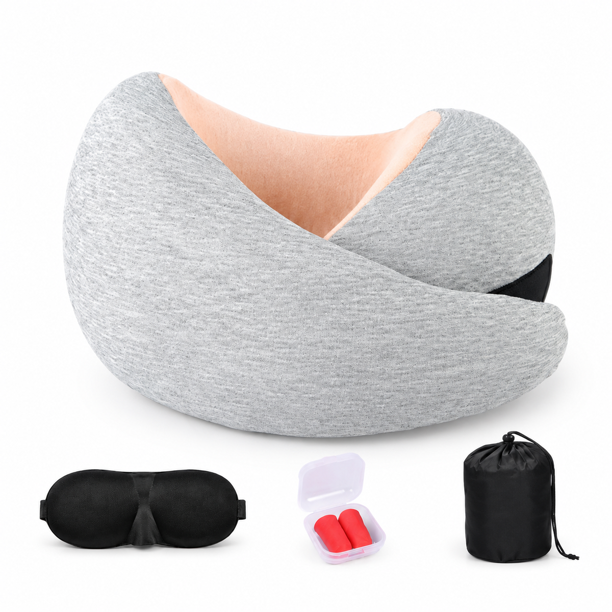 UNTIOR 360° Memory Foam Travel Neck Pillow with Adjustable Fit & Washable Cover