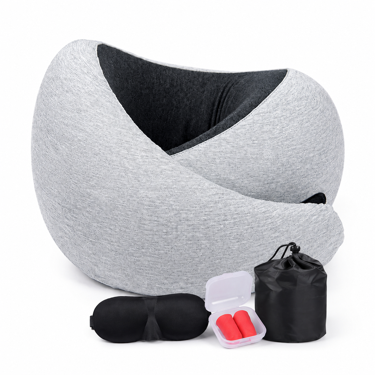 UNTIOR 360° Memory Foam Travel Neck Pillow with Adjustable Fit & Washable Cover