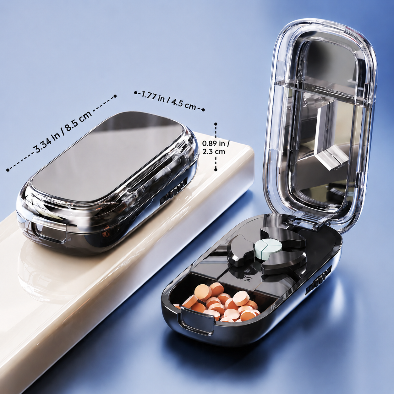 Starlight 3-Section Pill Cutter for Tablets, Portable Pill Splitter for Accurate Cutting
