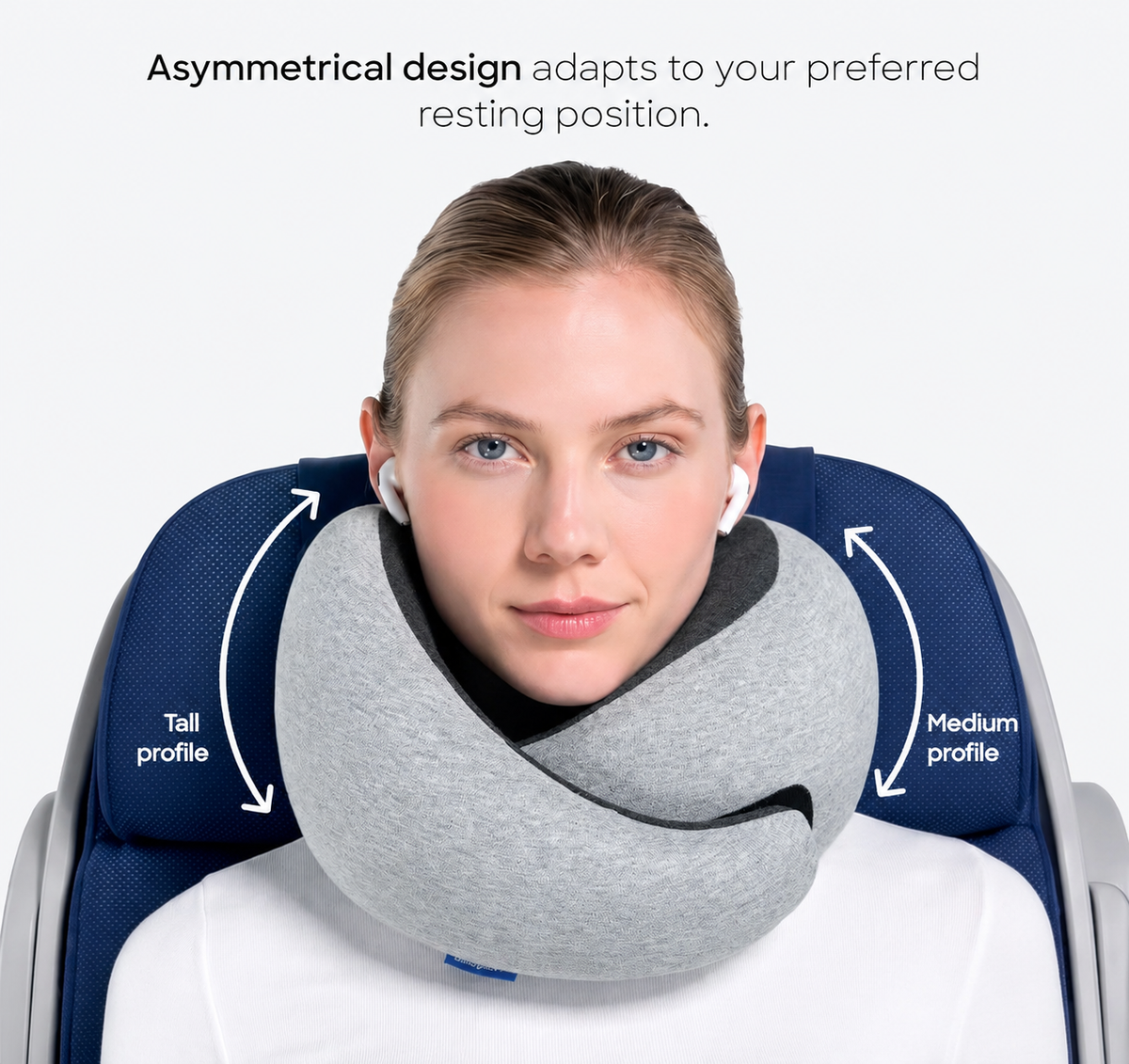 UNTIOR 360° Memory Foam Travel Neck Pillow with Adjustable Fit & Washable Cover
