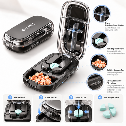4-Section Pill Cutter with Storage | UNTIOR