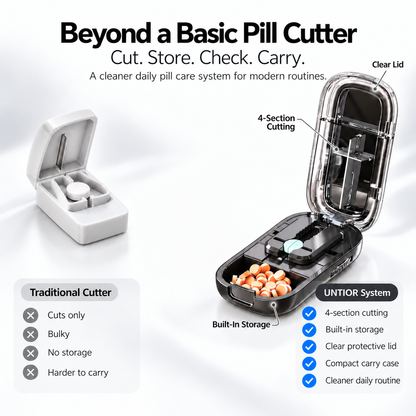 4-Section Pill Cutter with Storage | UNTIOR