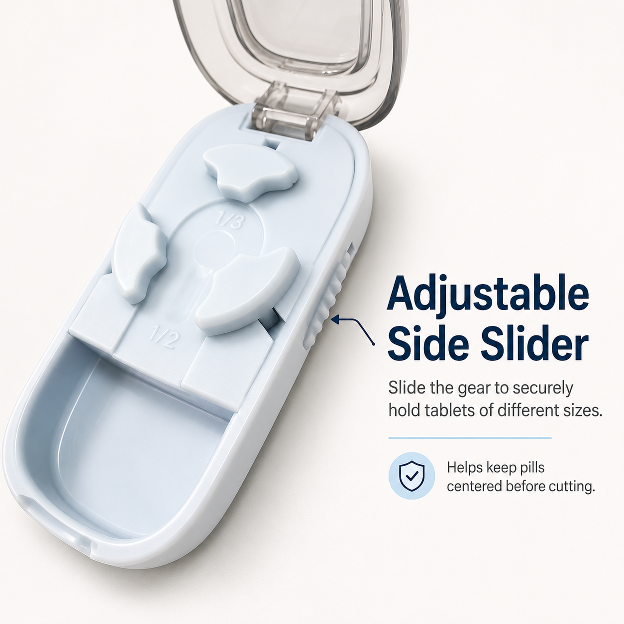 Starlight 3-Section Pill Cutter for Tablets, Portable Pill Splitter for Accurate Cutting