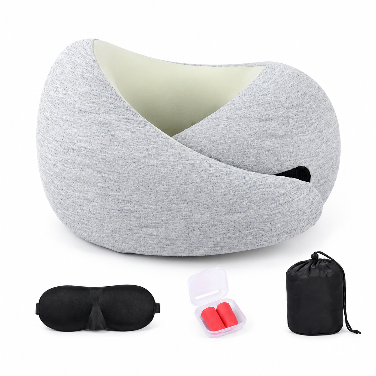 UNTIOR 360° Memory Foam Travel Neck Pillow with Adjustable Fit & Washable Cover