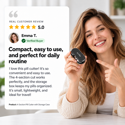 3-in-1 Multi-Cut Pill Splitter with Storage — 1/2, 1/3 & 1/4 Tablet Cutter | UNTIOR