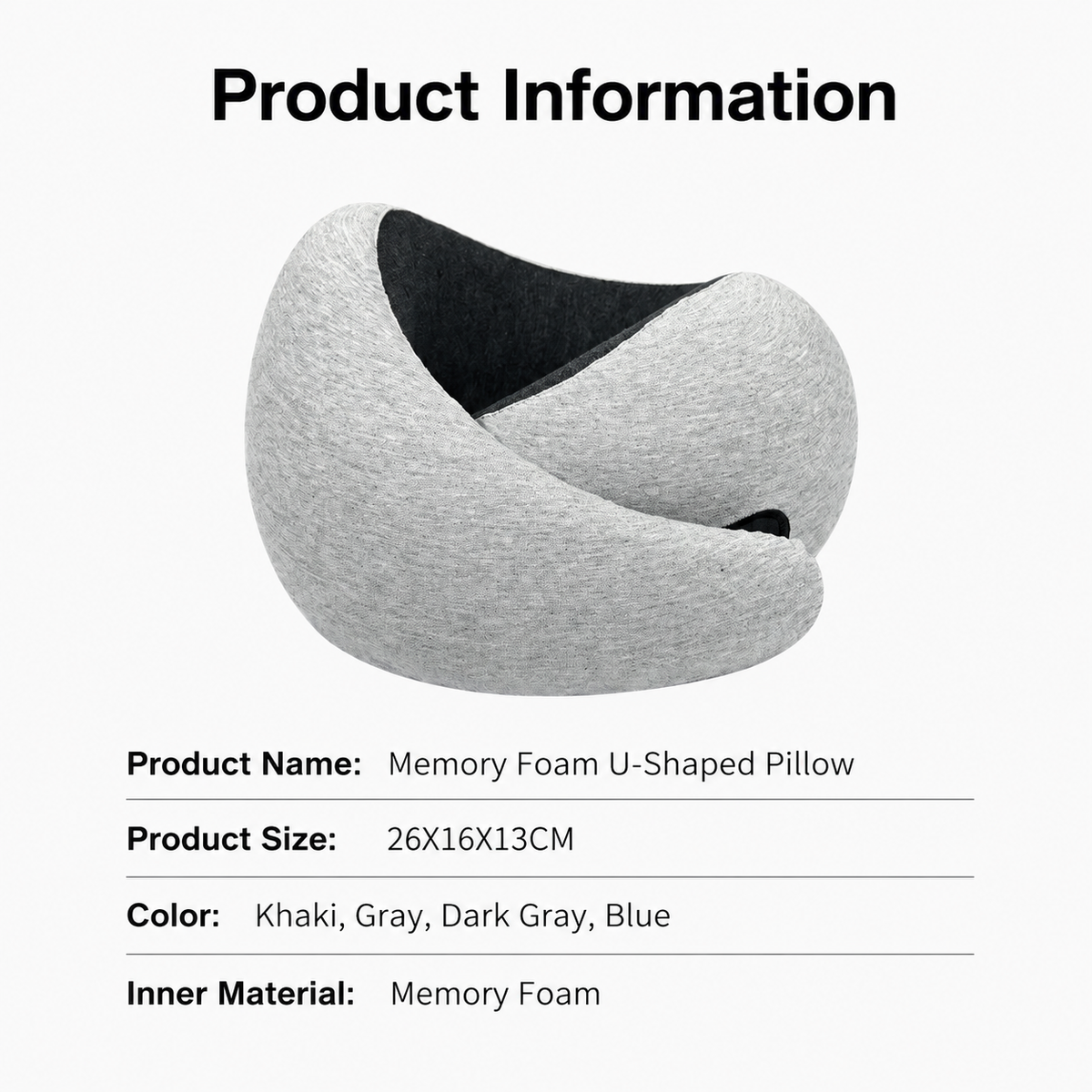 UNTIOR 360° Memory Foam Travel Neck Pillow with Adjustable Fit & Washable Cover