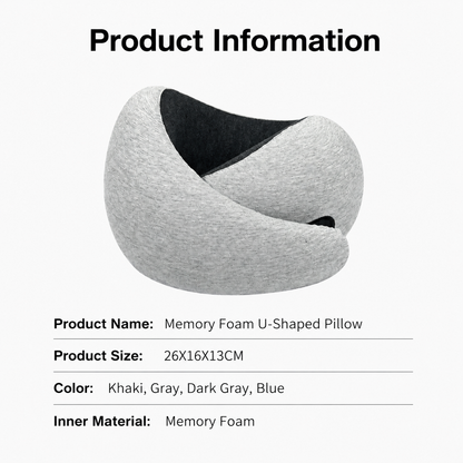 UNTIOR 360° Memory Foam Travel Neck Pillow with Adjustable Fit & Washable Cover