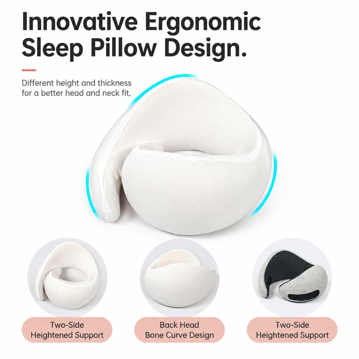 UNTIOR 360° Memory Foam Travel Neck Pillow with Adjustable Fit & Washable Cover
