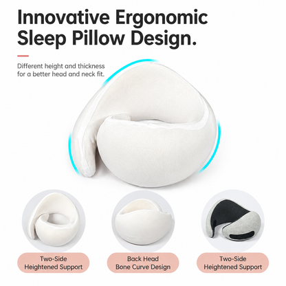 UNTIOR 360° Memory Foam Travel Neck Pillow with Adjustable Fit & Washable Cover