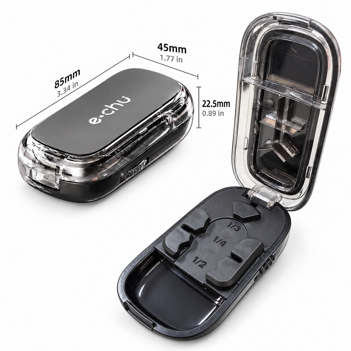 3-in-1 Multi-Cut Pill Splitter with Storage — 1/2, 1/3 & 1/4 Tablet Cutter | UNTIOR