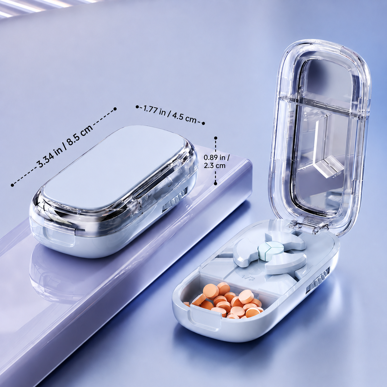 Starlight 3-Section Pill Cutter for Tablets, Portable Pill Splitter for Accurate Cutting