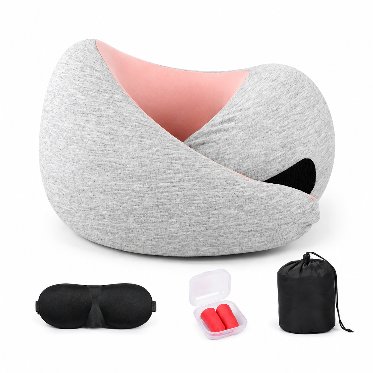 UNTIOR 360° Memory Foam Travel Neck Pillow with Adjustable Fit & Washable Cover
