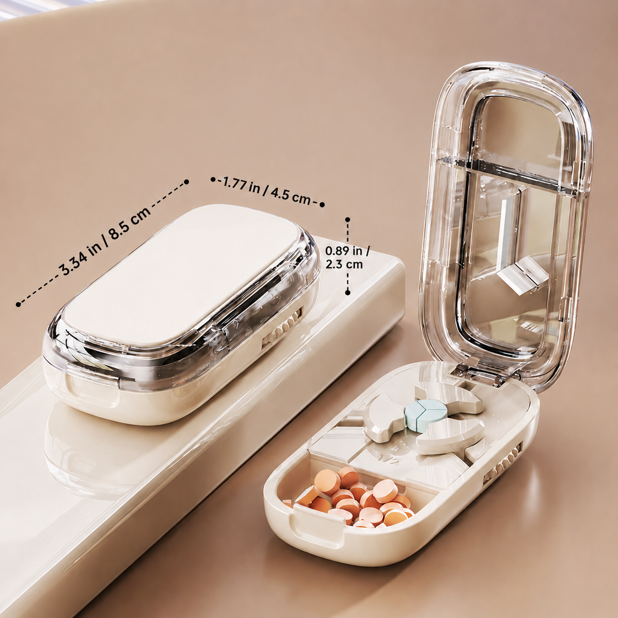 Starlight 3-Section Pill Cutter for Tablets, Portable Pill Splitter for Accurate Cutting