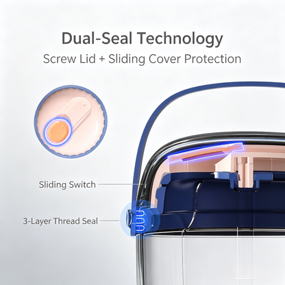 UNTIOR dual-seal pill box: 3-layer thread seal + sliding switch for leak-proof storage