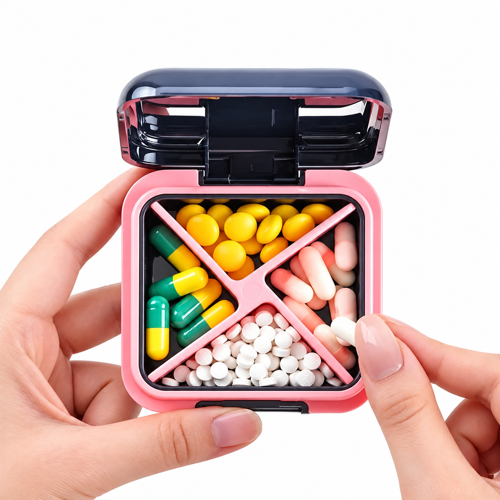 UNTIOR 4-Compartment Portable Pill Organizer | Waterproof & BPA-Free