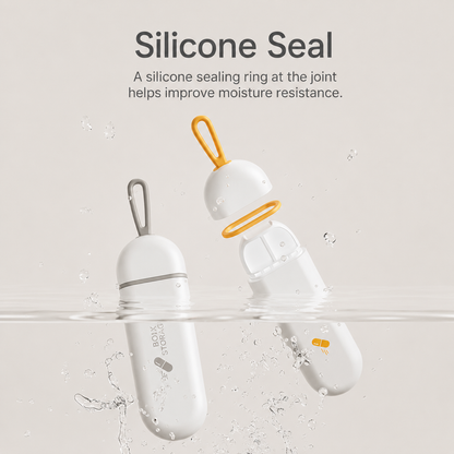 UNTIOR pull-out pill case with silicone sealing ring that helps improve moisture resistance for cleaner daily pill storage.