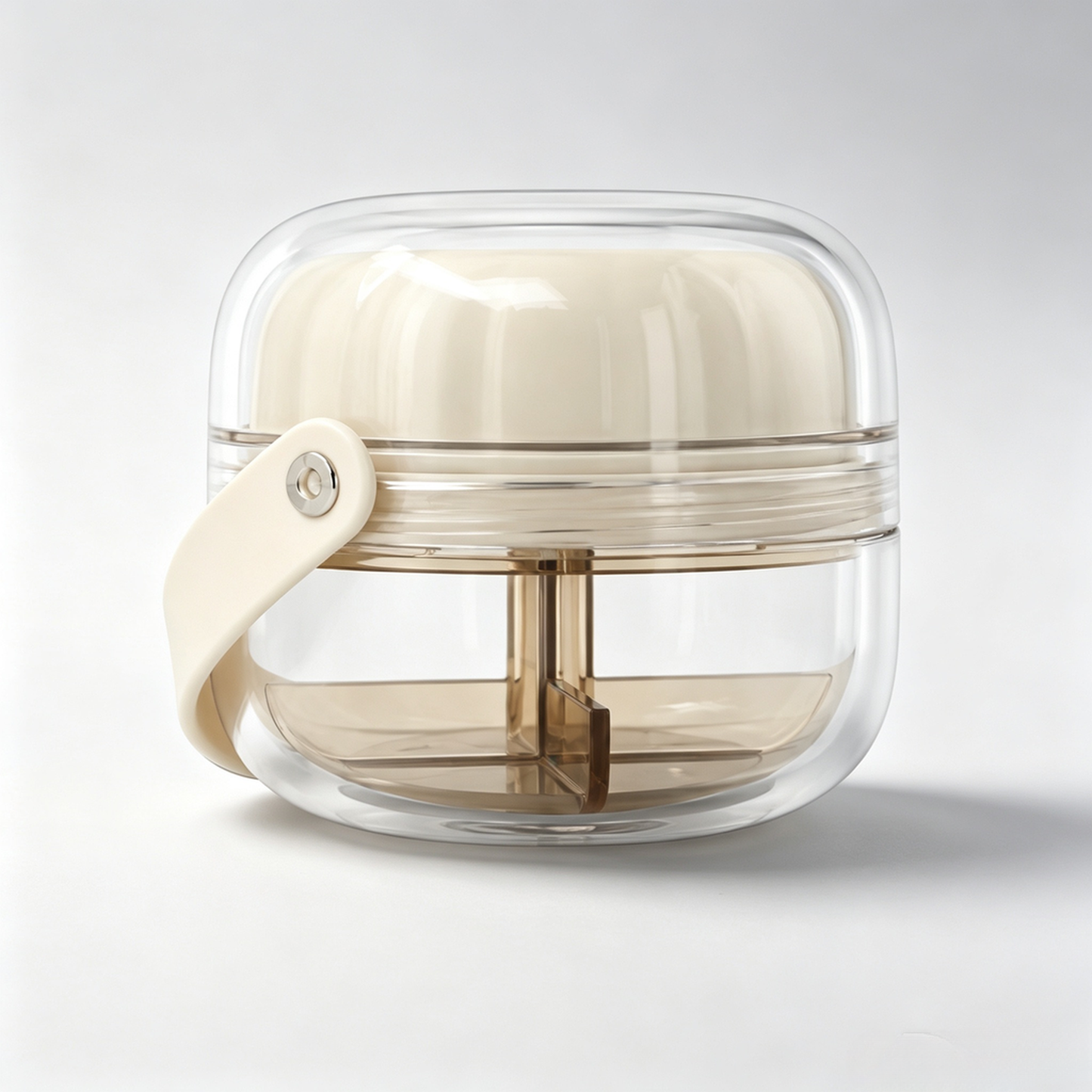 UNTIOR small size cream white pill case, compact 4 compartment portable travel pill organizer