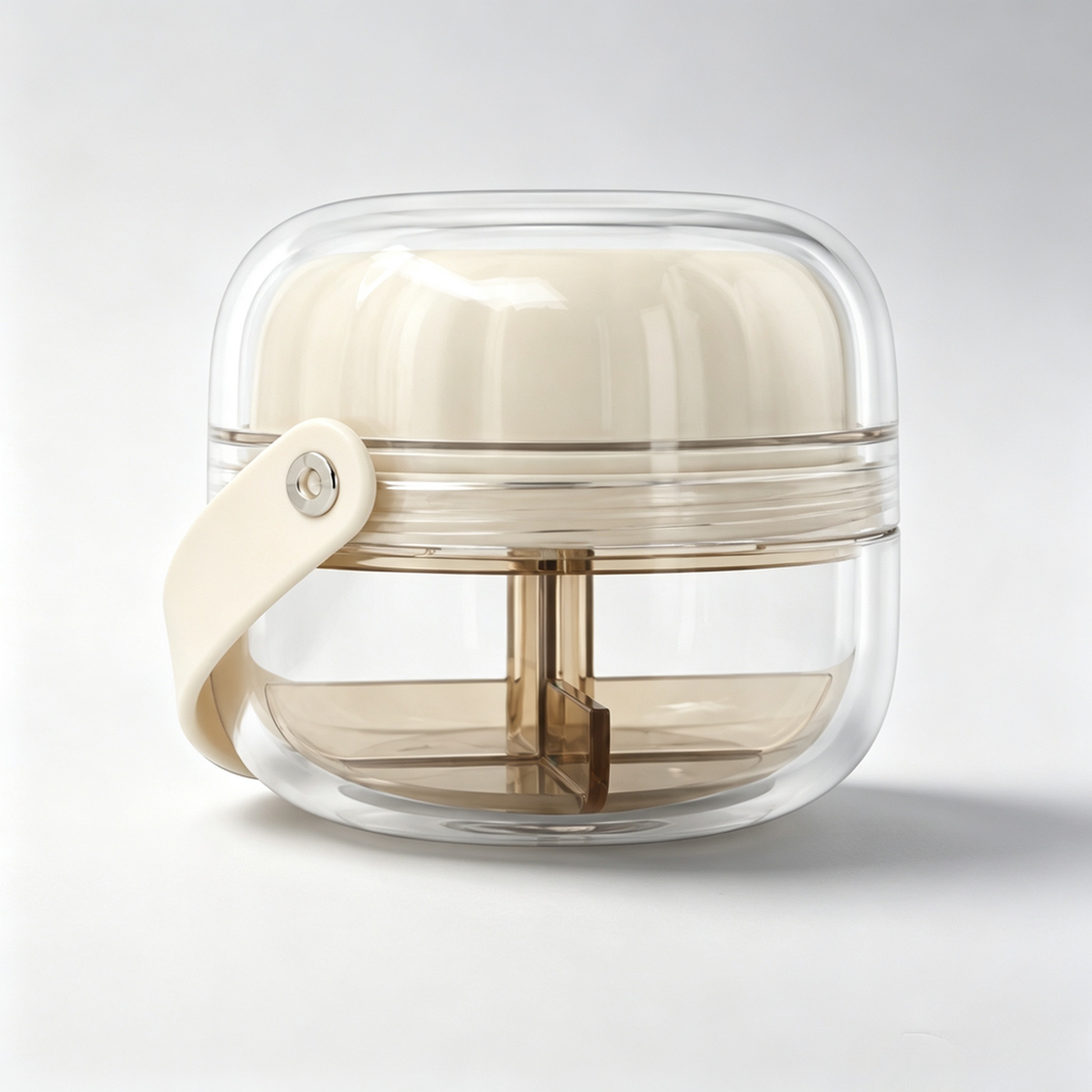 UNTIOR small size cream white pill case, compact 4 compartment portable travel pill organizer
