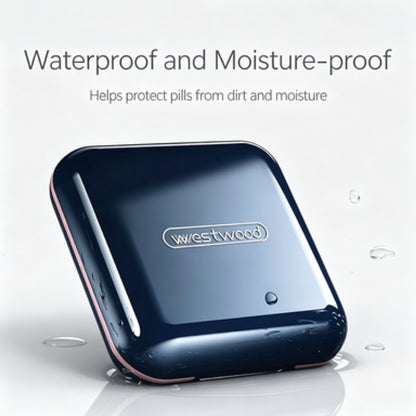 UNTIOR navy portable pill box with waterproof & moisture-proof sealed design, protects daily vitamins and pills from water, dust and humid environments